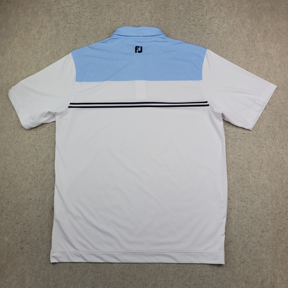 FootJoy Golf Polo Shirt Mens L White Colorblock Short Sleeve Performance Logo - Picture 5 of 10